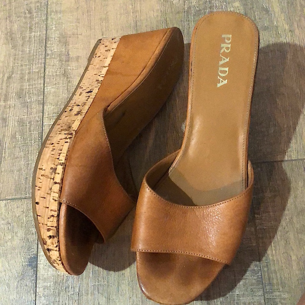 Prada cork nude original leather